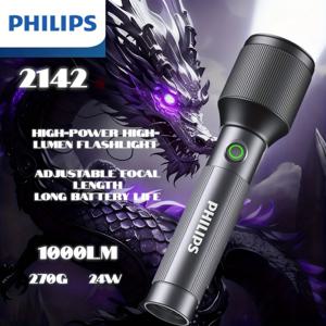 TEMU Philips 고출력 변수 포커스 디렉트 충전 손전등, 고루멜 전술 손전등, 5가지 모드: 고/저/스트로브/SOS/밝기 조절, 긴 배터리 수명, 캠핑, 일상 사용, 야외 활동 및 비상 사용에 적합