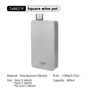 TEMU Tiartisan 400ml 순수 티타늄 사각 술병, 녹 방지 및 내구성 위스키 와인 주그, 야외 캠핑 피크닉 허리 물병, 깔때기 및 보관 가방 포함