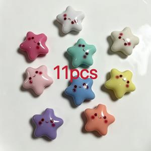 TEMU 11개 아크릴 혼합 색상 큰 구멍 별 프린트 비즈, 하트 모양 별 비즈, 스마일 프린팅 과정, 비즈 장식, 헤어 로프, 비즈 펜 및 기타 추가 비즈 제작용