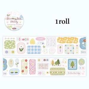 TEMU 200Cm/롤 'Flower Isle Ballad' 시리즈 프레쉬 힐링 & 페이퍼 몰드 커팅 테이프, 사무실 저널, 인사말 카드, 컵 프레임 장식, 신학기 선물에 적합한 창의적인 스크랩북 재료