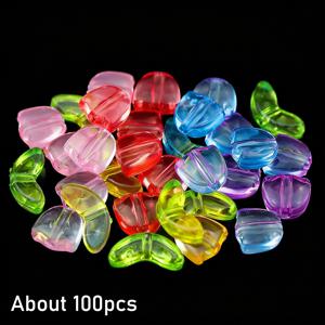 TEMU 100개 멀티 컬러 튤립 꽃 + 잎사귀 매끄러운 루즈 비즈, DIY 주얼리 제작용 심플하고 귀여운 장식용 비즈, 구슬 목걸이, 팔찌, 귀걸이 액세서리
