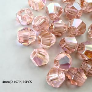 TEMU 4mm 75개 레이크 블루/바이올렛/라이트 핑크/다크 레드/홀 그린 다면체 마름모 구슬, 구멍이 있는 반짝이고 고급스러운 루즈 비즈, 주얼리 제작, DIY 팔찌, 핸드메이드 목걸이, 귀걸이, 커튼, 휴대폰 케이스, 공예 액세서리에 적합한 비즈 및 비즈 모음