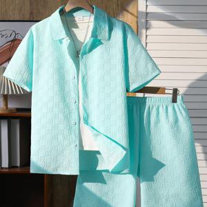 TEMU Direction 2pcs 십대용 반팔 셔츠 & 반바지 세트, 3D 패턴 디자인 남아용 의상, 야외 활동, 놀이 시간, 신학기, 봄/가을 신축기념 선물로 완벽한 여름 캐주얼 반팔 셔츠 & 반바지 세트