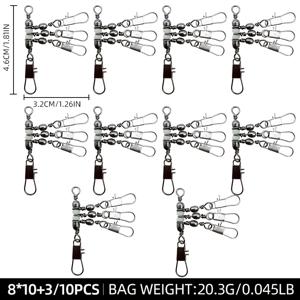 TEMU 3-Way Fishing Swivel Connectors with Luminous Beads, -Tangle Triple Branch Snap Swivels for Saltwater Freshwater Fishing Rigs
