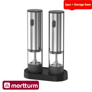 TEMU 전기 소금 후추 그라인더, USB 충전식 소금 후추 쉐이커, 스테인리스 스틸 조절 가능한 자동 후추 그라인더, 주방 및 식당용. 싱글팩 및 더블팩 옵션, 더블팩 포함 보관대