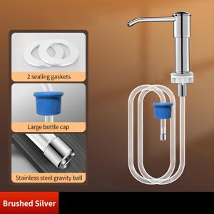 TEMU 싱크대 내장형 비누 디스펜서 304 스테인리스 스틸 두꺼운 100Cm/39.4In 호스 고급 주방 설거지 비누 디스펜서 야채 싱크대 세제 프레스 펌프 헤드 세척 디스펜서