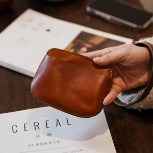 TEMU 빈티지 미니 동전 지갑, 오일탠드 엣지 휴대용 지갑, 현금, 카드, 열쇠, 여행용 컴팩트 뉴트럴 스타일 동전 홀더 - 소형 수납 파우치