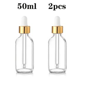 TEMU 2개 20ml 30ml 50ml 빈 병 대용량 골드 캡 투명 스포이드 병 유리 퉁병 에센셜 오일 액체 누출 방지 여행용 병