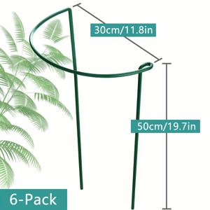 TEMU 6개입, 높이 50cm 금속 식물 성장 지지대, 식물 넘어짐 방지, 화분 꽃 지지대 클립, 식물 줄기 보호, 큰 식물 잎 지지, 튼튼한 질감, 두 가지 사이즈, 실내외용, 자유롭게 조합 가능