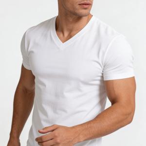 TEMU 남성용 반팔 티셔츠, 통기성 좋고 속건성의 솔리드 컬러 V넥 디자인으로 여름 패션에 완벽