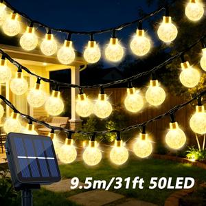 TEMU 100 LED 태양광 야외 버블볼 조명, 100/50/20 LED 걸이형 끈 조명, 휴일 장식등, 정원, 결혼식, 파티, 안뜰, 현관, 울타리, 나무, 여름, 크리스마스, 밸런타인데이 장식용, 8가지 모드, IP54