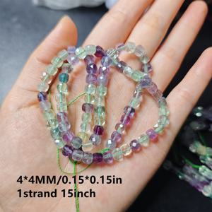 TEMU 1가닥 4MM*4mm 천연 형석석 커팅면이 반짝이는 큐브형 산란구슬 스페이서 비즈, 팔찌 및 목걸이용 DIY 주얼리 제작 액세서리