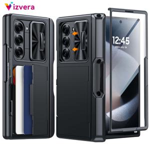 TEMU 폰 케이스 - 삼성 갤럭시 Z 폴드 6 폰 케이스 RF 지갑 스트랩 충격 방지 PC 보호 케이스 (카드 [S 펜 홀더] [카메라 커버] 포함), Z 폴드 6 2024용 다기능 카드 슬롯