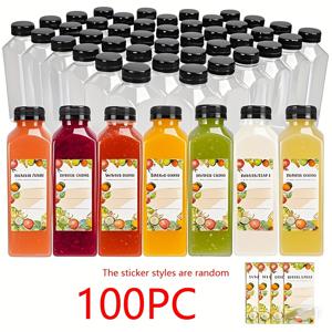 TEMU 16oz/473ml 누수 방지 투명 플라스틱 주스병 - 주스 짜기, 스무디, 우유, 수제 음료에 적합 - 대용량 음료 용기