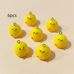 TEMU 6개/팩 귀여운 노란 병아리 레진 DIY 귀걸이 펜던트 만들기 액세서리