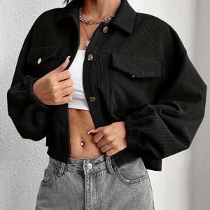 TEMU 여성용 숄더스트랩 긴소매 싱글브레스트 카고 포켓 가을 캐주얼 자켓