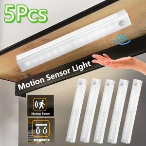 TEMU 5개 자석 LED 모션 센서 조명, USB 충전식 캐비닛 조명, 30cm/11.81In LED 모션 센서 라이트 바, 침실, 주방, 복도, 계단, 옷장, 차고, 욕실용 모션 센서 실내 조명 - 가정용 야간 조명