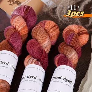 TEMU 3개 세트 라이트 럭셔리 핸드 염색 실, 90% 메리노 울, 10% 나일론, 부드럽고 편안함, 화려하고 생동감 있는, 스웨터, 코트, 모자, 스카프, 양말, 담요, 숄, DIY 등에 적합