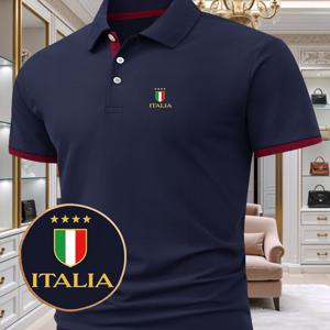 TEMU A1299-ITALIA - 남성용 캐주얼 여름 프린팅 티셔츠 - 기하학 패턴의 스타일리시한 반팔 상의, 가볍고 통기성 좋은 폴로 셔츠