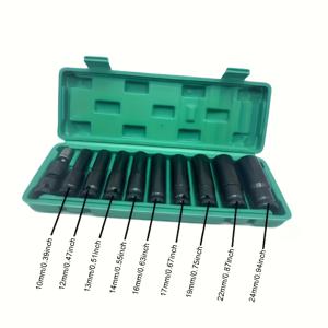 TEMU 야외 특수 11피스 1/2인치 임팩트 렌치 소켓 세트 (어댑터 포함), 탄소강, 10-24mm 육각 공구 (자동차 자전거 수리용), 휴대용 보관 상자 포함