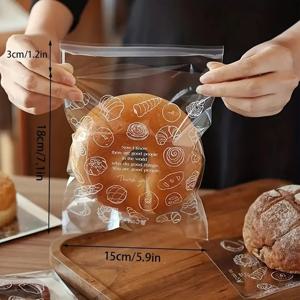 TEMU Value Pack 100개 자체 밀봉 빵 봉투 레스토랑용 - 투명, 인쇄된 감사 메시지 - 베이킹 제품 및 과일용 다기능 식품 보관 - 가정 주방 정리에 필수 (15X18Cm)