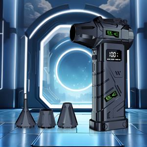 TEMU XZXY EX-01 [2026년 신제품] 스마트 디스플레이 및 LED 조명이 장착된 초강력 터보 팬 - 150000 RPM 브러시리스 모터, 터보 블로어 & 제트 팬 전동 에어 먼지떨이, 4단계 속도 조절 가능 (차량 눈 제거 청소, PC, 가정, 사무실, 캠핑 & 야외용)