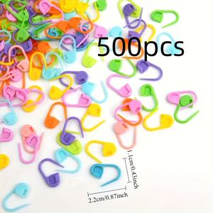 TEMU 500개 수제 니트 액세서리 - 컬러 메쉬 마킹, 추락 방지 바늘, 바늘 클립 및 정렬 카운터 포함 | 내구성 있는 플라스틱 소재, 실 프로젝트, 공예 친구, 신뢰할 수 있는 패스너, 공예 도구, 니트 액세서리