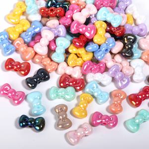 TEMU DIY 공예용 무지갯빛 AB 리본 구슬 50개입 팩 (수량 수정) - 10x18mm 수제 아크릴 무지갯빛 AB 리본 구슬, 팔찌용 스위티 걸리 스타일 액세서리