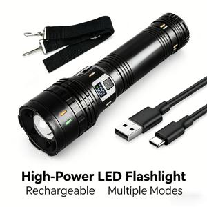 TEMU 이 높은 루멘 손전등은 USB 충전을 지원하며, 3600mAh 대용량 배터리를 특징으로 하며, IP44 보호 등급을 갖추고 있으며, 어깨 스트랩이 함께 제공됩니다. 야외 활동, 작업, 가정, 순찰 및 낚시에 적합합니다. IP44