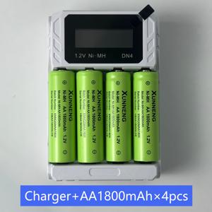 TEMU DN4 충전식 배터리 키트, 선택 가능한 1800mAh AA 배터리 또는 900mAh AAA Ni-Mh 배터리, 다용도 DN4 충전기 포함. 5V/2A USB 충전 포트 장착