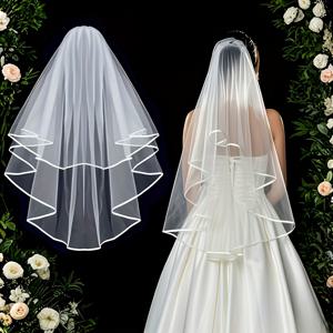 TEMU 신부용 헤어밴드 베일 1개, 결혼식 및 브라이덜 샤워 파티, 여름 행사 및 마돈나 파티 용품에 적합, 여성용 파시나터 헤어 액세서리 및 추가품 포함