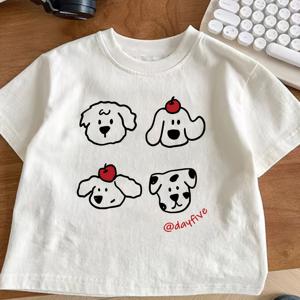 TEMU 남아용 루즈핏 단추り、아플리케 패치 반팔 티셔츠 - 여름 캐주얼 라운드넥 블라우스와 겸용, 중아이·장아이 유아용, 기계 세탁 가능 스트레치 원단, 캐주얼 복장을 위한 루즈 스타일 (비침 없음)