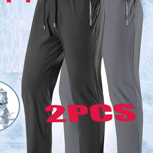 TEMU 남성용 스포츠 팬츠 2pcs, 드로스트링 퀵드라이 러닝 바지, 여름/가을 피트니스 야외 활동용 팬츠