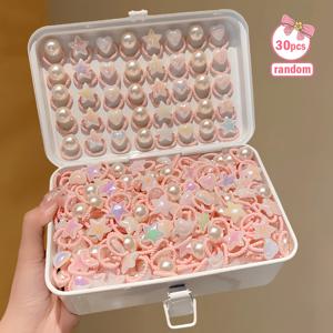 TEMU 랜덤 패턴 랜덤 색상 마카롱 무지개빛 헤어 타이 10/30개입, 풀 엘라스틱성 및 헤어 친화적, 데일리 학교, 파티 및 선물용으로 적합, 연중 스위트 헤어스타일 커버, 간편한 공주 분위기 (선물 상자 미포함)
