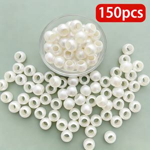 TEMU 150개입 10mm 큰 구멍 비즈, 두꺼운 로프 실링에 적합, 헤어 액세서리 및 패션 장식 프로젝트에 사용하기 좋습니다.