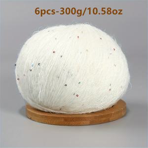 TEMU 6개입 글리터 실, 크로셰 뜨개질 실, DIY 얇은 실, 스웨터, 스카프, 가디건, 모자, 비즈 실, 패셔너블하고 부드러움, 단독 사용 또는 보조 실로 사용 가능, 1.76oz/개, 비즈 뜨개질, 50g 볼, 시중 일부 제품은 25g