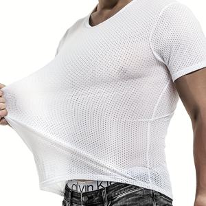 TEMU 남성용 아웃도어 스포츠 반팔 티셔츠 1개, 통기성 좋은 속건성 반팔 라운드넥 탑, 운동용 런닝 셔츠, 건조-습식 피로 해소 티셔츠, 스포츠 헬스장 운동용 반팔 셔츠로 적합