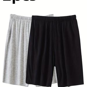 TEMU 남성용 수면 반바지 2개, 여름 루즈핏 무릎 기장 바지, 얇은 여름 라운지팬츠, 플러스 사이즈