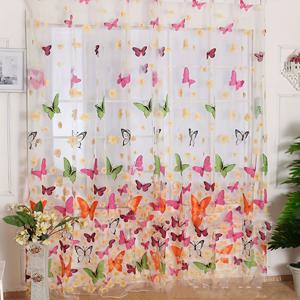 TEMU 2개 세트 100x270cm 대형 나비 무늬 투명 커튼, 자외선 차단 폴리에스터 로드 포켓 드레이프, 침실 및 거실용 장식 창문 커버, 홈 데코