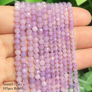 TEMU 2/3mm 천연석 각면 구슬 - AAA급 보라색 루즈 스페이서 비즈, 섬세한 주얼리 제작용, DIY 여성용 우아한 팔찌 & 목걸이 액세서리