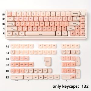 TEMU 132키 핑크 파운데이션 리퀴드 테마 MOA 하이메카니컬 키캡 세트, PBT+PC 핫서브리메이션, 귀여운 볼탑 디자인 (61/64/75/87/98/104 레이아웃용)