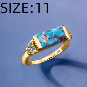 TEMU 1개, 패션 - 구리 상감 터키석 - 녹 방지 - 정교한 남녀공용 패션 반지. 파티, 모임, 댄스, 크리스마스, 추수감사절, , 웨딩 약혼룩, 선물용으로 적합