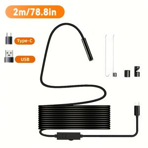 TEMU WKR 휴대폰 산업용 내시경 카메라 맥 및 , IP67, 8mm 1080P HD 렌즈, 8 LED 조명 포함, 파이프라인 유지 보수, 기계 수리 및 좁은 공간 감지에 적합, 추수감사절 및 크리스마스 새해 휴일 선물
