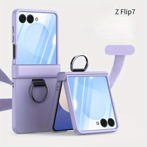 TEMU 폰 케이스: 무광 캔디 컬러 솔리드 컬러 + 링 폰 케이스, 갤럭시 Z Flip3, Z Flip4, Z Flip5, Z Flip6 호환, 풀 커버리지 방수 보호 케이스, 크리에이티브하고 미니멀한 디자인