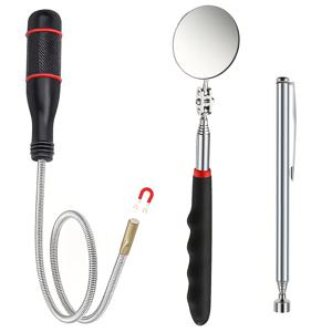 TEMU 3개/세트 블랙 차량 언더바디 검사 미러 및 픽업 도구, 360도 회전 가능 원형 유리, 차량 수리, 기계 유지 보수, 도달하기 어려운 영역, 크리스마스, 아버지의 날 선물에 적합한 확장형 망원 핸들