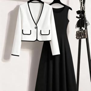 TEMU A Laid-ba, Forest-themed Thi, Brud Long-sleeved Cardigan with a Skirt Set of 2pcs, an Elegant Outfit