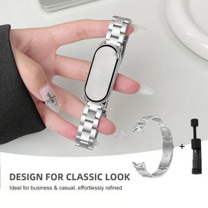 TEMU Xiaomi Mi Band 9 시계 밴드 스테인리스 스틸, Mi Band 8 손목 밴드 Correas Reloj, Xiaomi 스마트 밴드 9 8 NFC 메탈 팔찌