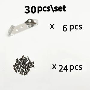 TEMU 30개입\세트 두꺼운 앵글 브래킷 90도 직각 브래킷 6개 앵글 브래킷 + 24개 나사, 범용 삼각형 금속 가구 코너 커넥터 - 목재 프레임용 고강도 금속 앵글 브래킷, 다기능, 내구성