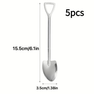 TEMU 창의적인 스쿱 모양 디자인의 스테인리스 스틸 스푼 5개 세트. 디저트, 차, 커피, 가정 및 레스토랑에 적합합니다.