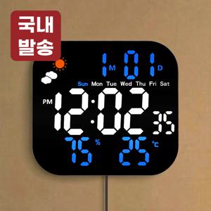TEMU 레토 무소음 LED 벽시계 디지털 벽걸이 시계 알람 자동밝기 날짜 요일 온습도 거실 인테리어 선물 LLC-FD11